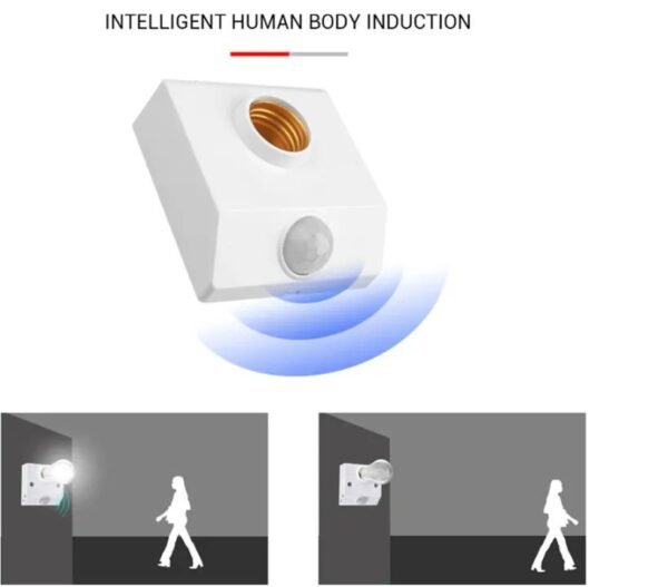 Automatic Human Body Infrared PIR Sensor Bulb Light Base PIR Motion 3 Automatic PIR Infrared Motion Sensor Lamp Holder – E27 Base
